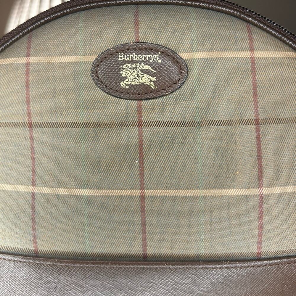 Authentic Vintage Burberrys Brown Leather and Plaid Zip Pouch - Picture 2 of 6